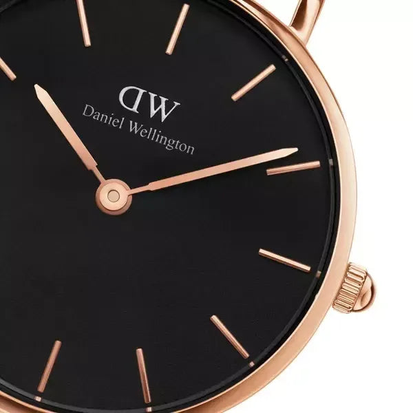 Daniel Wellington Petite Melrose női karóra 28 mm, fekete, rozéarany