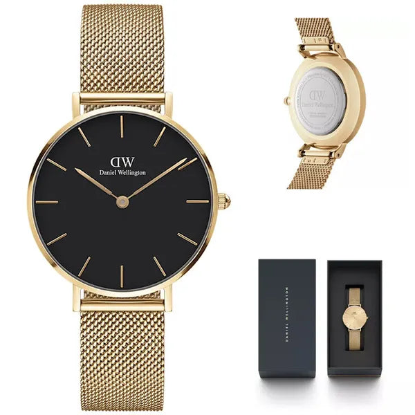 Daniel Wellington Petite Evergold női karóra, 32 mm, fekete-arany, acél, kvarc