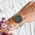 Daniel Wellington Petite Evergold női karóra, 32 mm, fekete-arany, acél, kvarc