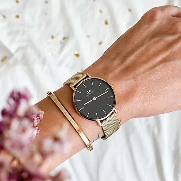 Daniel Wellington Petite Evergold női karóra, 32 mm, fekete-arany, acél, kvarc