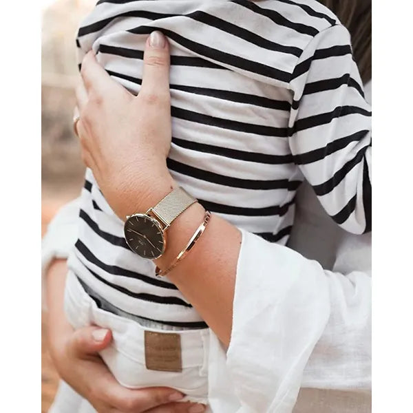 Daniel Wellington Petite Evergold női karóra, 32 mm, fekete-arany, acél, kvarc