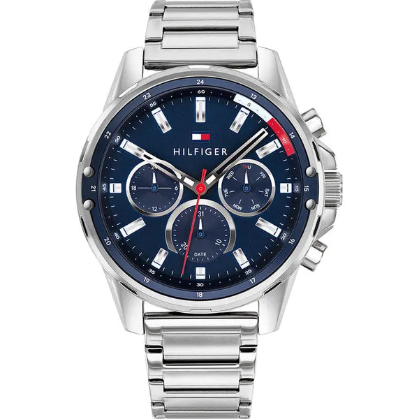 Tommy Hilfiger Mason 1791788 férfi karóra, 46 mm, acél szíj, kék számlap, WR30