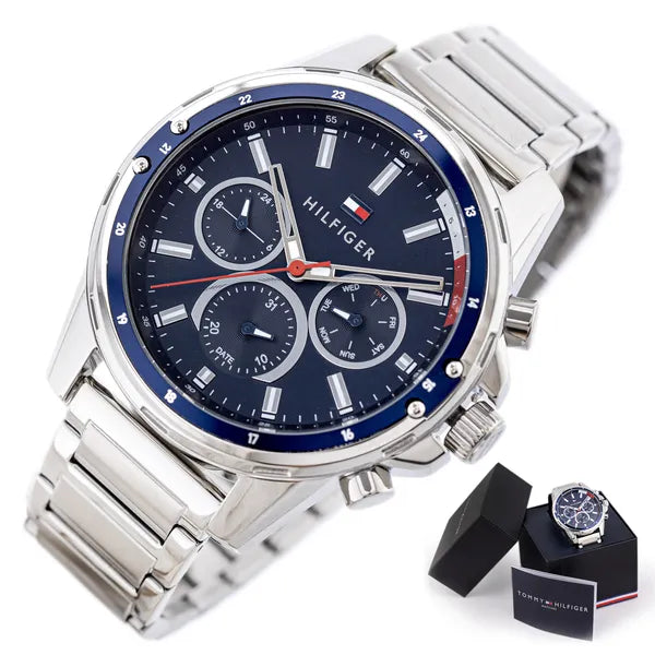 Tommy Hilfiger Mason 1791788 férfi karóra, 46 mm, acél szíj, kék számlap, WR30