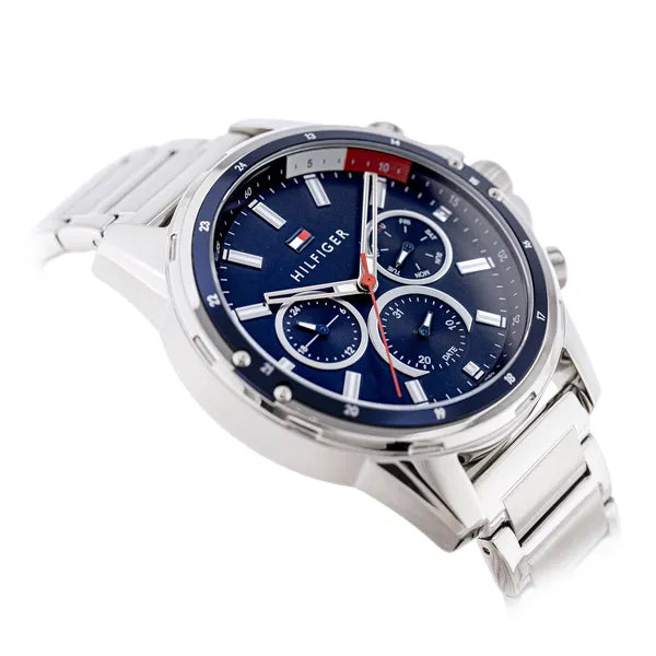 Tommy Hilfiger Mason 1791788 férfi karóra, 46 mm, acél szíj, kék számlap, WR30