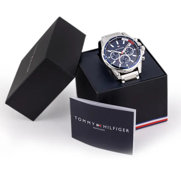 Tommy Hilfiger Mason 1791788 férfi karóra, 46 mm, acél szíj, kék számlap, WR30