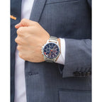 Tommy Hilfiger Mason 1791788 férfi karóra, 46 mm, acél szíj, kék számlap, WR30