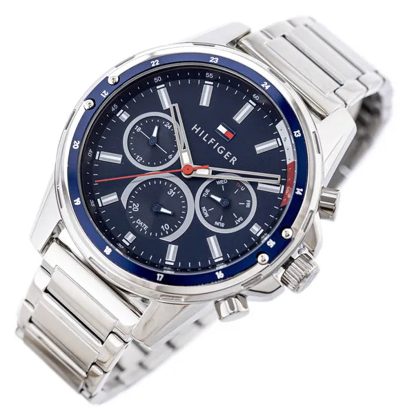 Tommy Hilfiger Mason 1791788 férfi karóra, 46 mm, acél szíj, kék számlap, WR30
