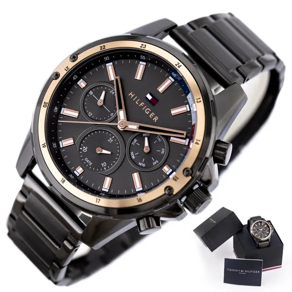 Tommy Hilfiger Mason 1791790 férfi karóra, 45 mm, acél, grafit/rozéarany, 3 ATM