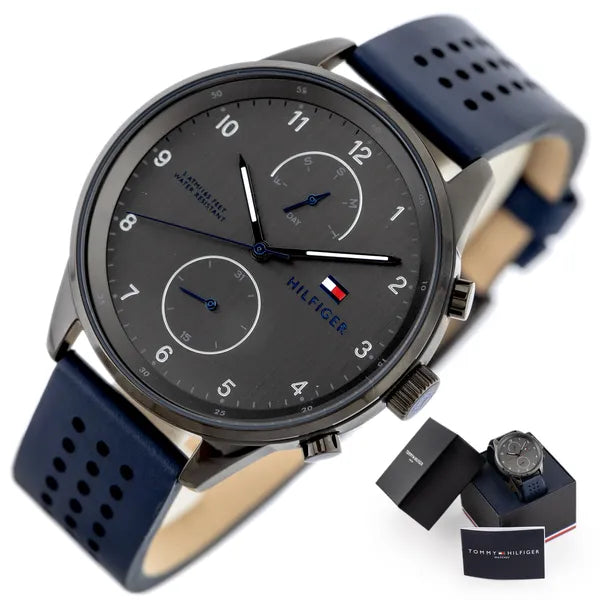 Tommy Hilfiger férfi óra Chase 1791578, bőr szíj, kvarc, WR50, 44 mm