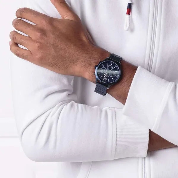 Tommy Hilfiger Gavin férfi karóra 44 mm, kék acél, WR50