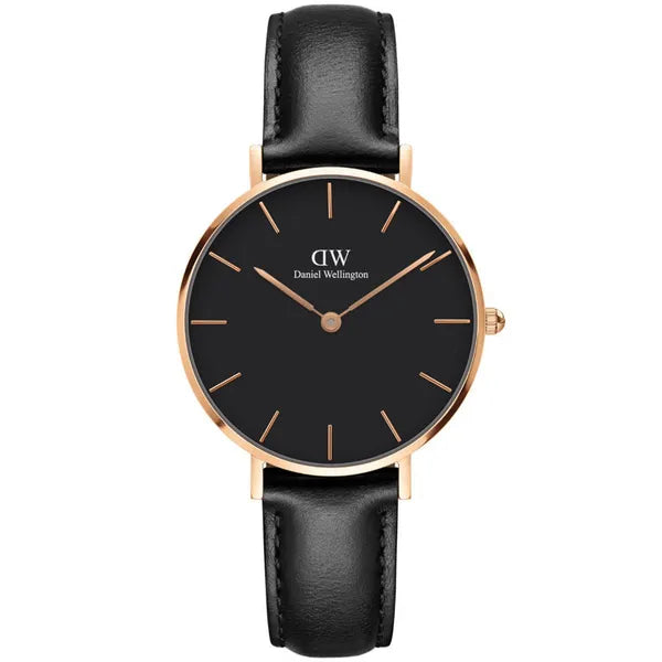 Daniel Wellington női óra Classic Petite 32 mm, fekete/rózsaarany, bőrszíj