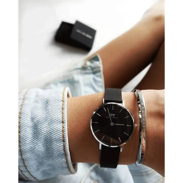 Daniel Wellington Petite Ashfield női karóra, 28 mm, fekete, acél, DW00100246