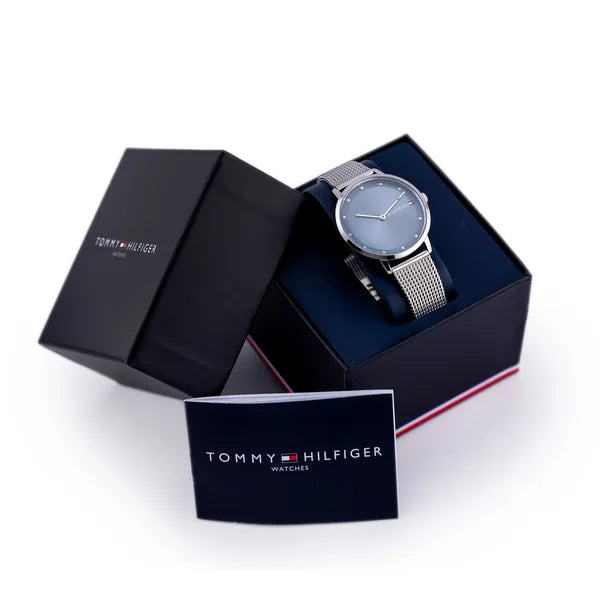 Tommy Hilfiger Pippa 1782149 női karóra, 35 mm, ezüst acél, kék számlap, kvarc
