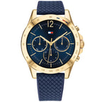 Tommy Hilfiger Haven 1782198 női karóra, 40 mm, arany tok, kék szilikon szíj