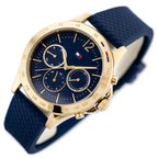 Tommy Hilfiger Haven 1782198 női karóra, 40 mm, arany tok, kék szilikon szíj
