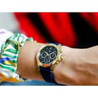 Tommy Hilfiger Haven 1782198 női karóra, 40 mm, arany tok, kék szilikon szíj