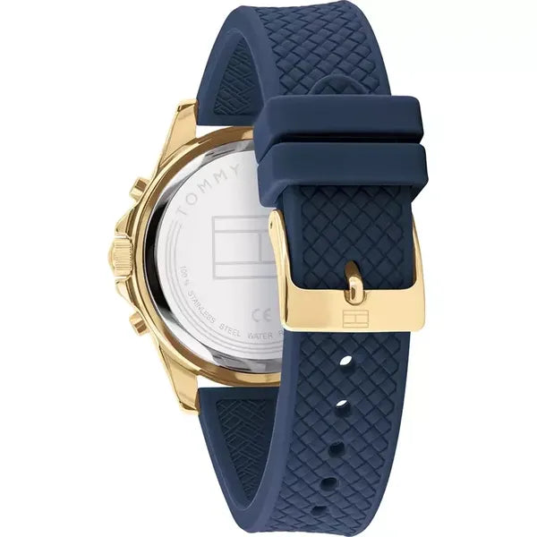 Tommy Hilfiger Haven 1782198 női karóra, 40 mm, arany tok, kék szilikon szíj