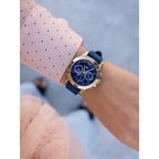 Tommy Hilfiger Haven 1782198 női karóra, 40 mm, arany tok, kék szilikon szíj