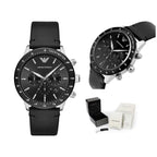 Emporio Armani AR11243 Mario férfi kronográf kvarcóra, 43 mm, fekete bőr