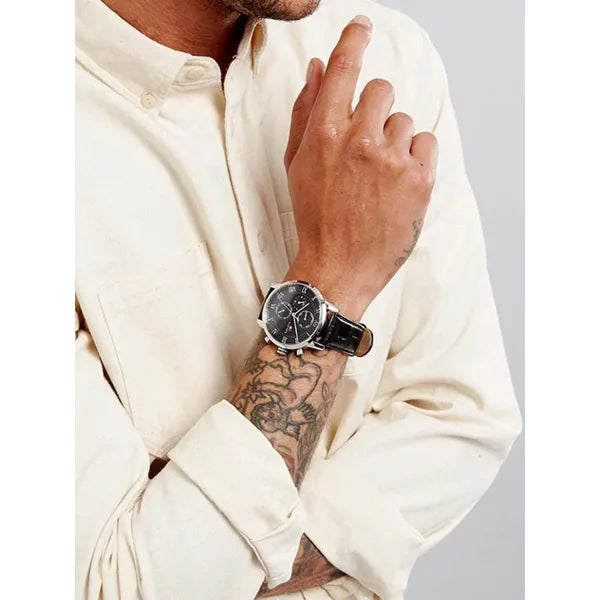 Tommy Hilfiger Kane 1791401 férfi karóra, fekete bőr, 44 mm, WR30