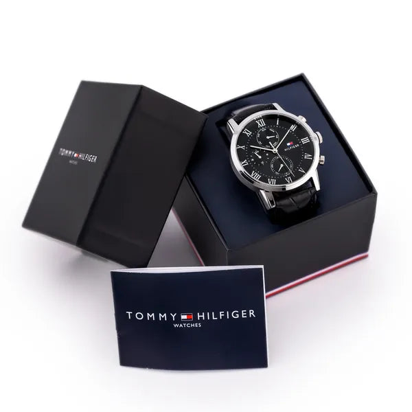 Tommy Hilfiger Kane 1791401 férfi karóra, fekete bőr, 44 mm, WR30
