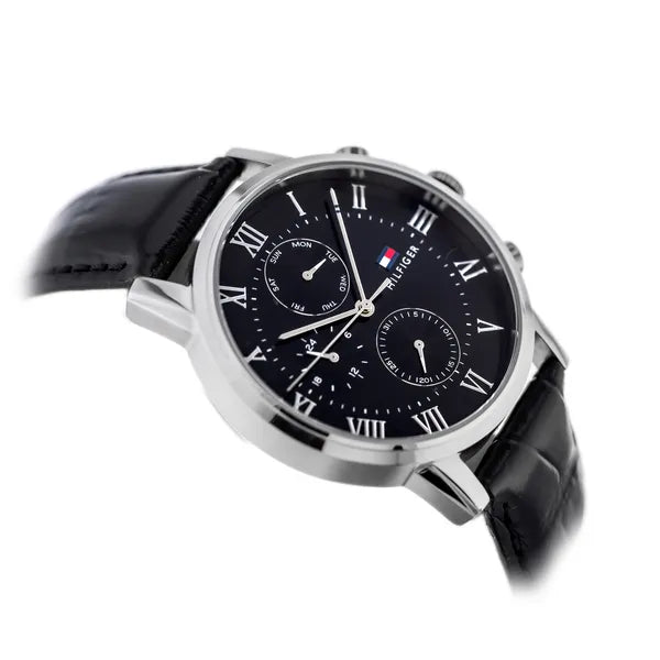 Tommy Hilfiger Kane 1791401 férfi karóra, fekete bőr, 44 mm, WR30
