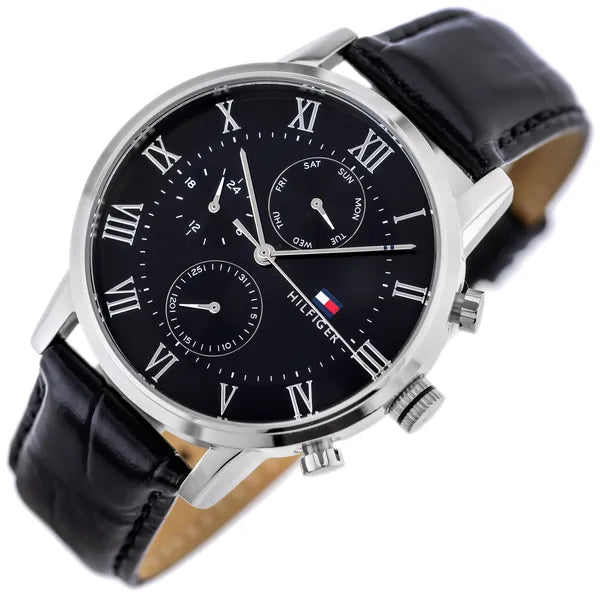 Tommy Hilfiger Kane 1791401 férfi karóra, fekete bőr, 44 mm, WR30