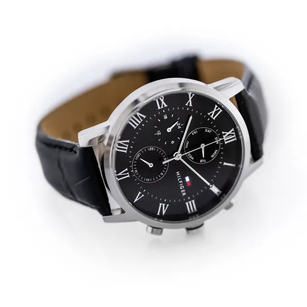 Tommy Hilfiger Kane 1791401 férfi karóra, fekete bőr, 44 mm, WR30