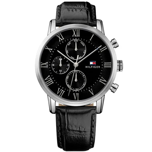 Tommy Hilfiger Kane 1791401 férfi karóra, fekete bőr, 44 mm, WR30