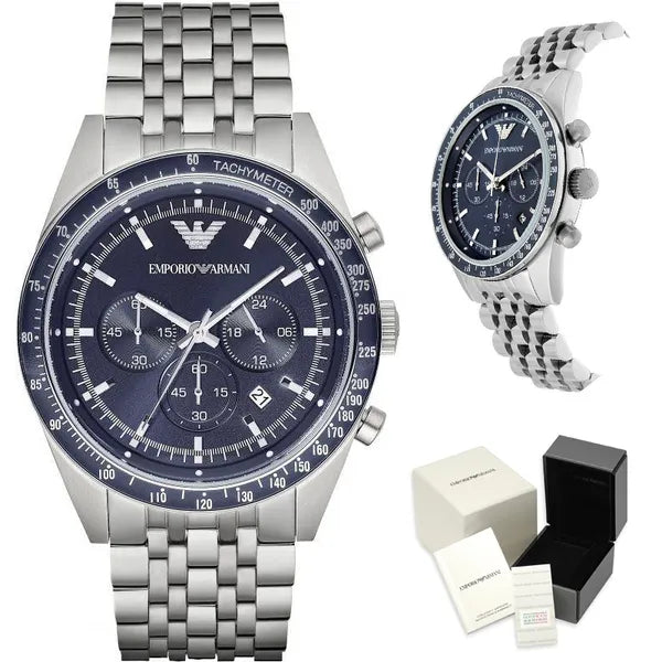 Emporio Armani AR6072 férfi karóra, rozsdamentes acél, kék számlap, 5 ATM