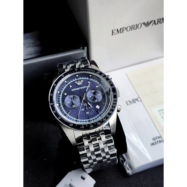 Emporio Armani AR6072 férfi karóra, rozsdamentes acél, kék számlap, 5 ATM