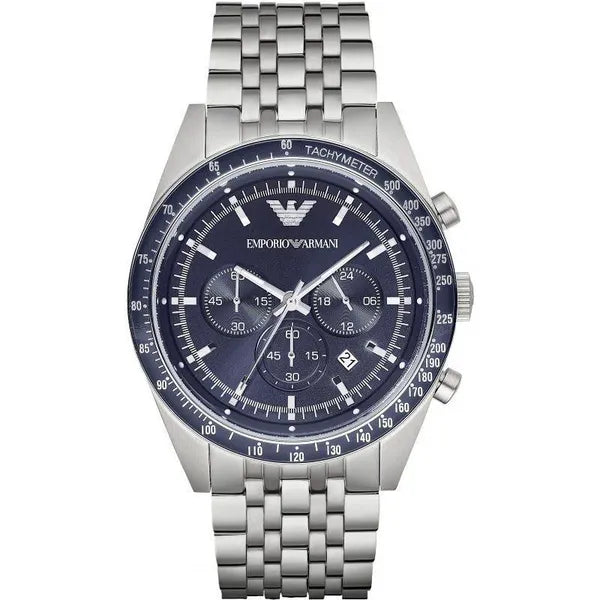 Emporio Armani AR6072 férfi karóra, rozsdamentes acél, kék számlap, 5 ATM