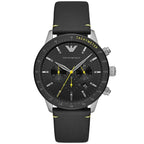 Emporio Armani AR11325 férfi kronográf óra, fekete számlap, bőr szíj 43 mm