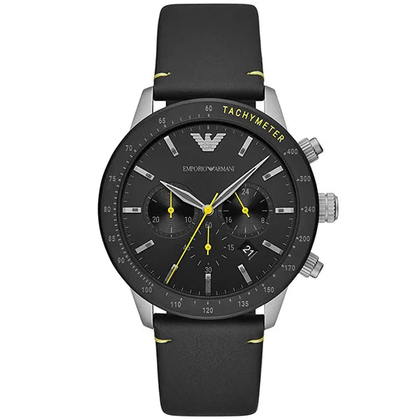 Emporio Armani AR11325 férfi kronográf óra, fekete számlap, bőr szíj 43 mm