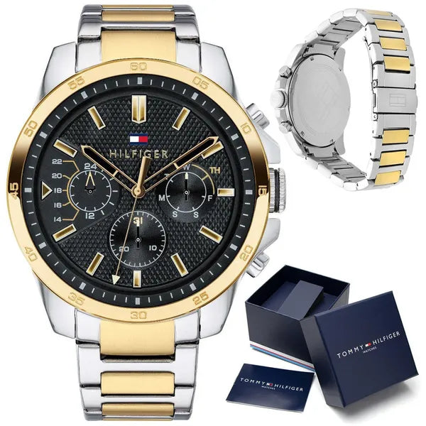 Tommy Hilfiger Decker 1791559 férfi karóra, két tónusú acél, fekete, WR50
