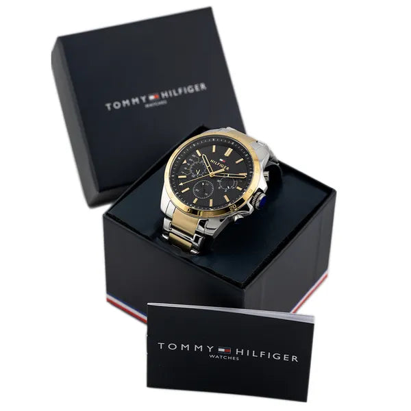 Tommy Hilfiger Decker 1791559 férfi karóra, két tónusú acél, fekete, WR50
