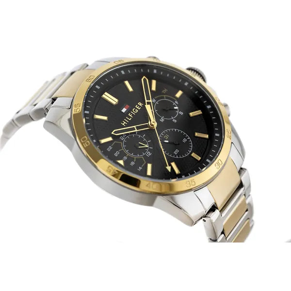 Tommy Hilfiger Decker 1791559 férfi karóra, két tónusú acél, fekete, WR50