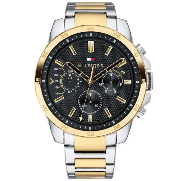 Tommy Hilfiger Decker 1791559 férfi karóra, két tónusú acél, fekete, WR50