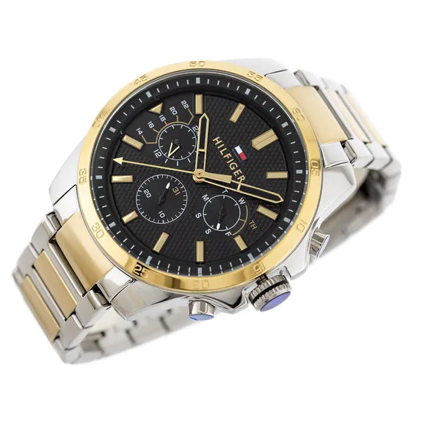 Tommy Hilfiger Decker 1791559 férfi karóra, két tónusú acél, fekete, WR50