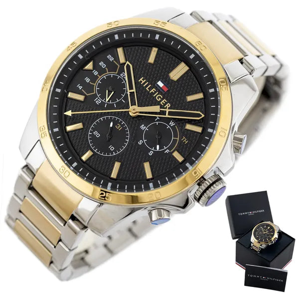 Tommy Hilfiger Decker 1791559 férfi karóra, két tónusú acél, fekete, WR50
