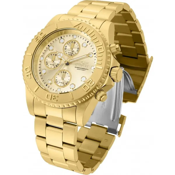 Invicta Pro Diver 1774 férfi kvarc kronográf karóra, 43,5 mm, WR200, arany acél