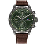Tommy Hilfiger 1791809 férfi karóra, zöld számlap, barna bőrszíj, 46 mm, 5 ATM