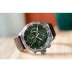Tommy Hilfiger 1791809 férfi karóra, zöld számlap, barna bőrszíj, 46 mm, 5 ATM