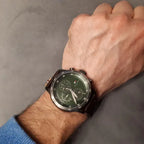 Tommy Hilfiger 1791809 férfi karóra, zöld számlap, barna bőrszíj, 46 mm, 5 ATM