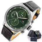 Tommy Hilfiger 1791809 férfi karóra, zöld számlap, barna bőrszíj, 46 mm, 5 ATM
