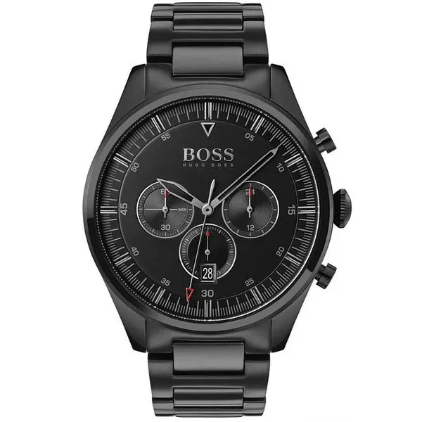 Hugo Boss Pioneer férfi karóra, fekete, kronográf, acél, 44 mm, WR50