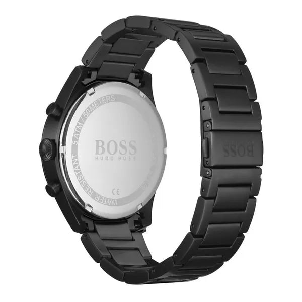 Hugo Boss Pioneer férfi karóra, fekete, kronográf, acél, 44 mm, WR50