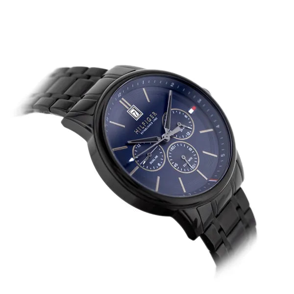 Tommy Hilfiger Kyle 1791633 férfi karóra, fekete acél, kék számlap, 44 mm