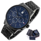 Tommy Hilfiger Kyle 1791633 férfi karóra, fekete acél, kék számlap, 44 mm