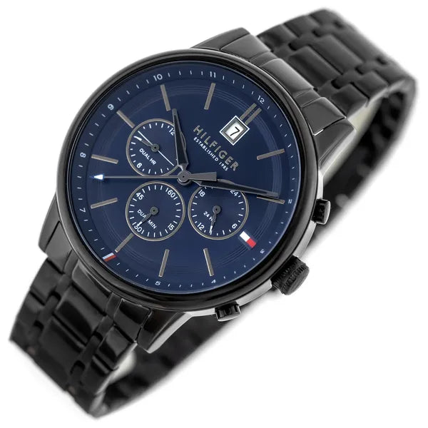 Tommy Hilfiger Kyle 1791633 férfi karóra, fekete acél, kék számlap, 44 mm